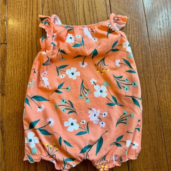 CARTERS- Floral Orange Baby Romper (3M) - Picture 2 of 2